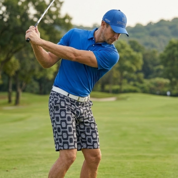 Alternative view of Black Grey Mosaic Golf Shorts - Hreski 102 - Shorts