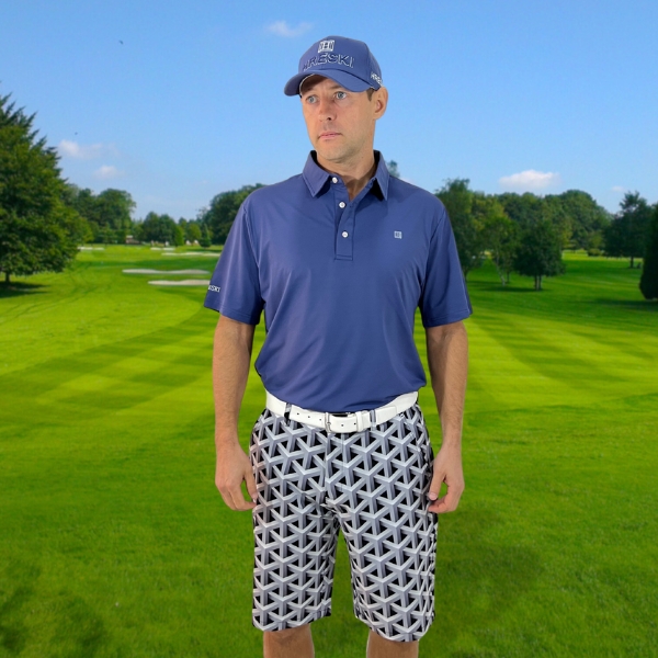 Alternative view of Gray Color Metallic Bars Golf Shorts - Hreski 104