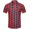 Blue Dots on Red Polka Golf Shirt - Hreski 158