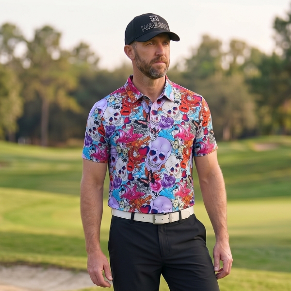 Skulls and Roses Golf Shirt - Hreski 108 - Image 3