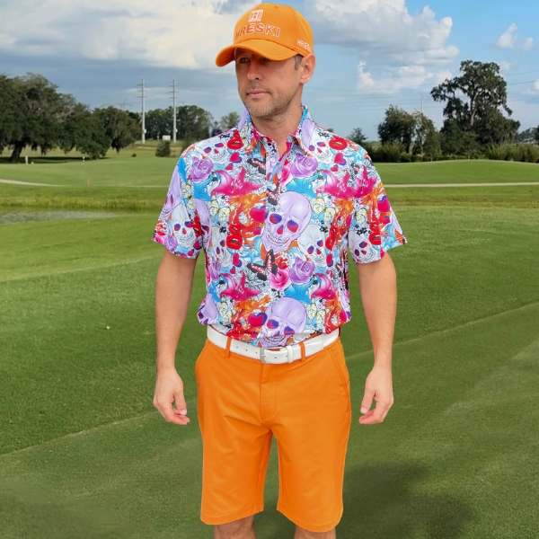Alternative view of Skulls and Roses Golf Shirt - Hreski 108