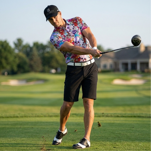 Alternative view of Skulls and Roses Golf Shirt - Hreski 108