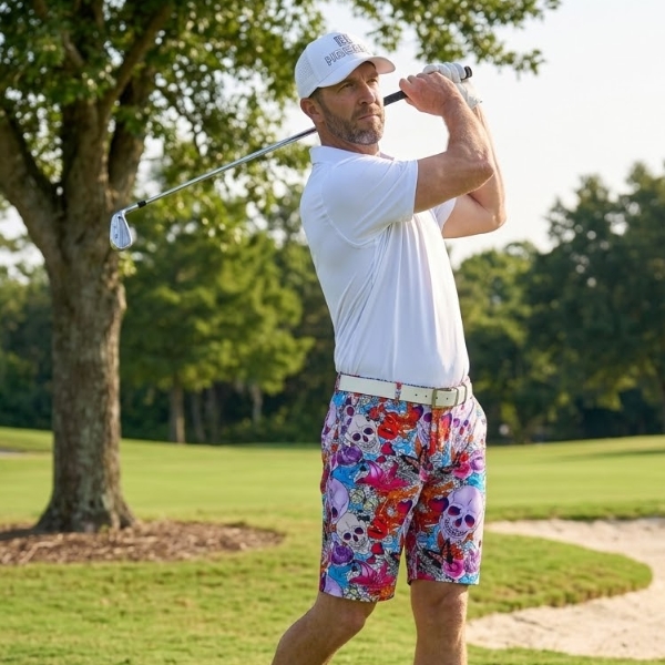 Alternative view of Skulls and Roses Golf Shorts - Hreski 108