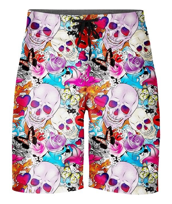 Skulls and Roses Swimming Board Shorts - Hreski 108