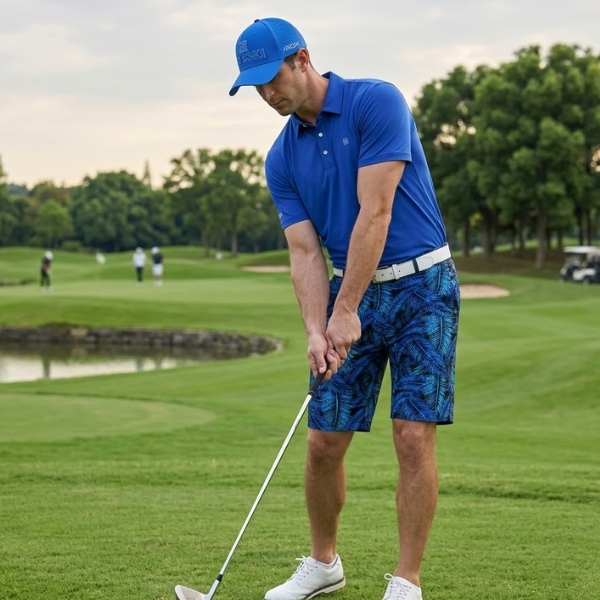 Alternative view of Blue Palm Leaves Golf Shorts - Hreski 122