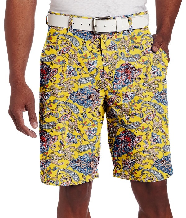 Yellow Paisley Golf Shorts - Hreski 129 - Hreski.com