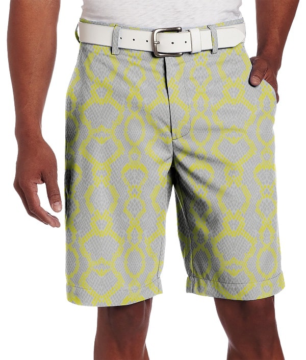 Grey Snakeskin with Lime-Green Lines Golf Shorts - Hreski 142 - Hreski.com