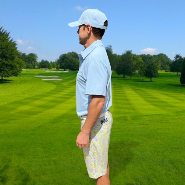 Grey Snakeskin with Lime-Green Lines Golf Shorts Hreski 142