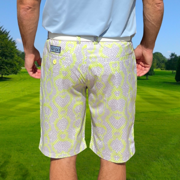 Grey Snakeskin with Lime-Green Lines Golf Shorts - Hreski