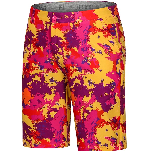 Abstract Yellow, Pink and Purple Colors Smear Painting Golf Shorts ...