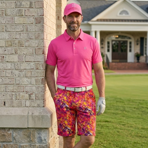 Alternative view of Splashes of Purple, Yellow, Red Colors Golf Shorts - Hreski 149