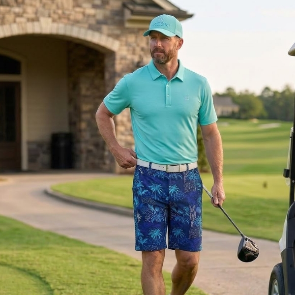 Blue Forest Trees and Plants Golf Shorts - Hreski 154 - Image 2