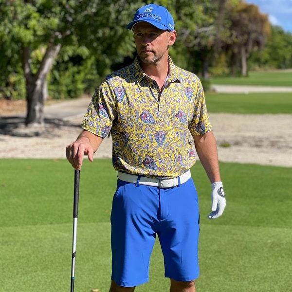 Yellow Paisley Golf Shirt - Hreski 129 - Hreski.com | Wild Designs Golf ...