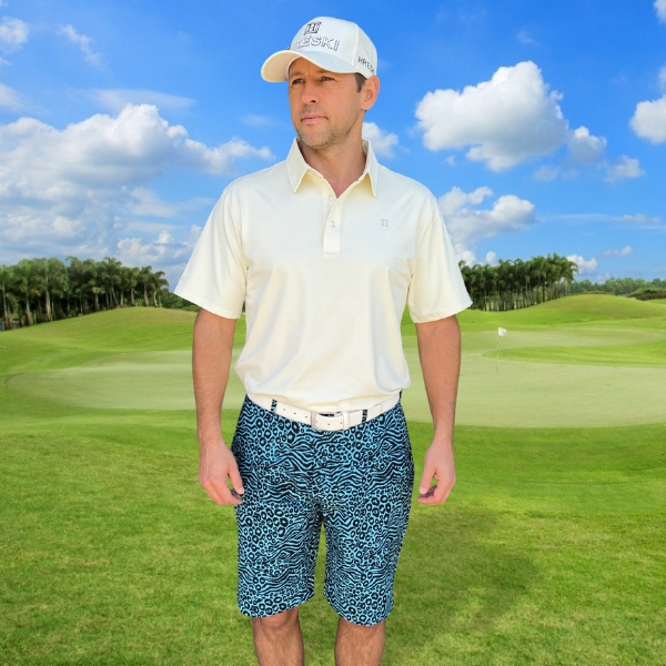 Alternative view of Turquoise Zebra-Leopard Golf Shorts - Hreski 155