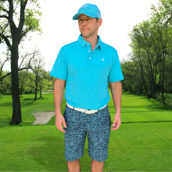 Turquoise Zebra-Leopard Golf Shorts - Hreski 155 - Image 8