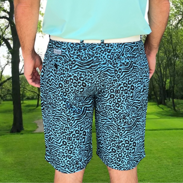 Turquoise Zebra-Leopard Golf Shorts - Hreski 155 - Hreski.com
