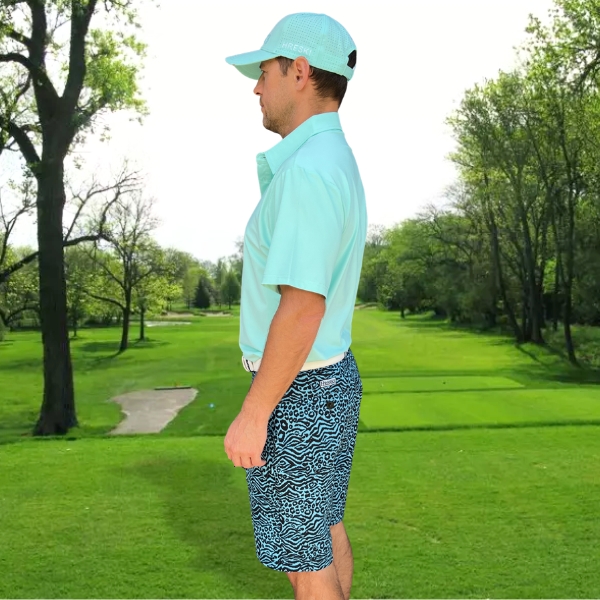 【新品】renoma golf r LOGO PRINT SHORTS Turquoise Zebra-Leopard Golf Shorts - Hreski 155 - Hreski