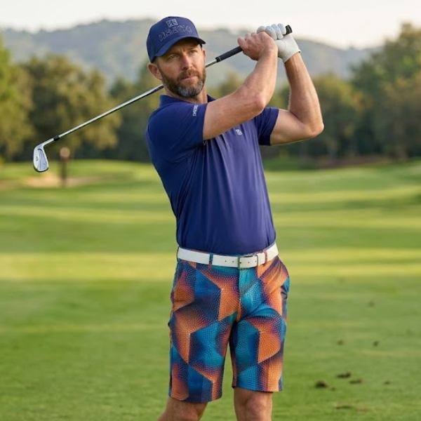 Alternative view of Colorful Mosaic Circles Golf Shorts - Hreski 165