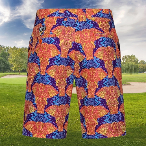 Alternative view of Elephants Over Mandala Symbols Golf Shorts - Hreski 173