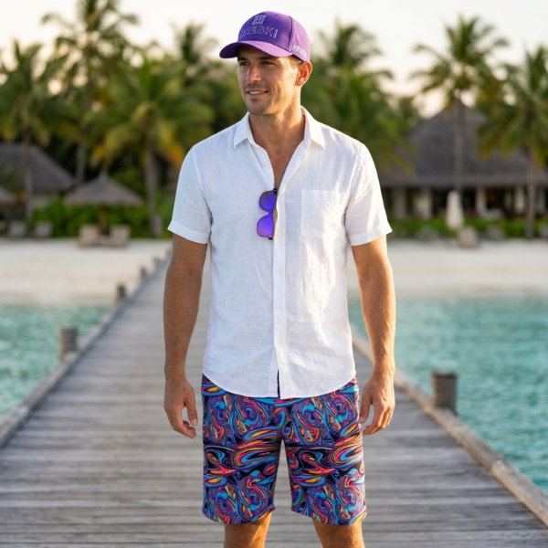 Alternative view of Abstract Disco Swimming Board Shorts - Hreski 119