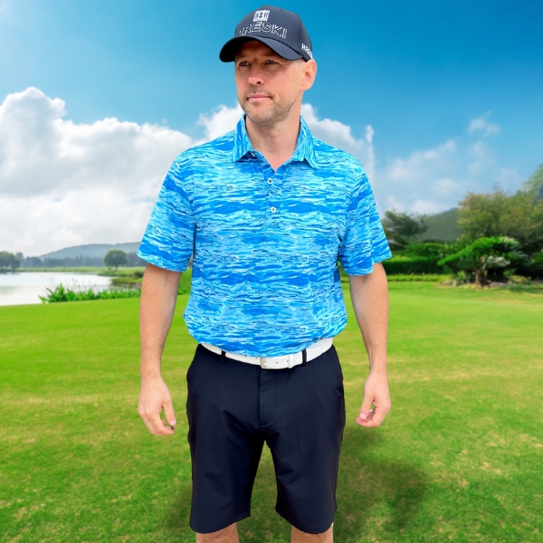 Alternative view of Water Waves Golf Shirt - Hreski 124