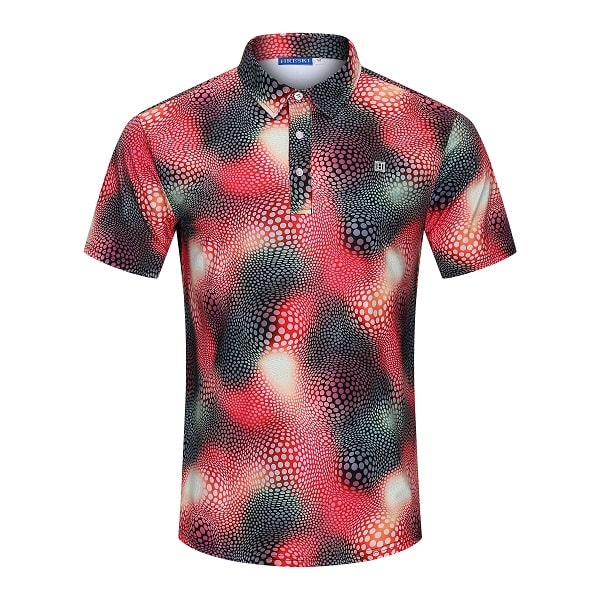 Abstract Circles on Red and Black Uneven Background Golf Shirt - Hreski ...