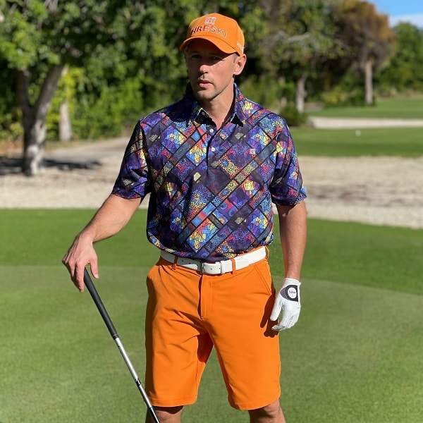 Orange Golf Shorts - Hreski 621 - Hreski.com | Wild Designs Golf Clothing