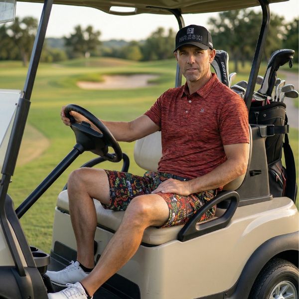 Alternative view of Heather Orange Golf Shirt - Hreski 507