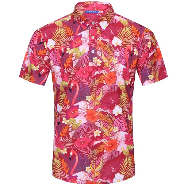Pink Flamingoes in Jungle Flowers Golf Shirt - Hreski 180 - Hreski.com ...