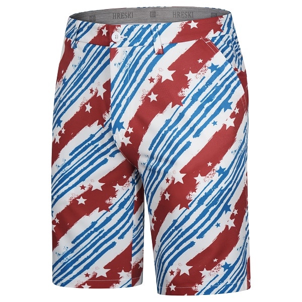 Vintage Themed Blue, Red and White Stripes and Stars Golf Shorts ...