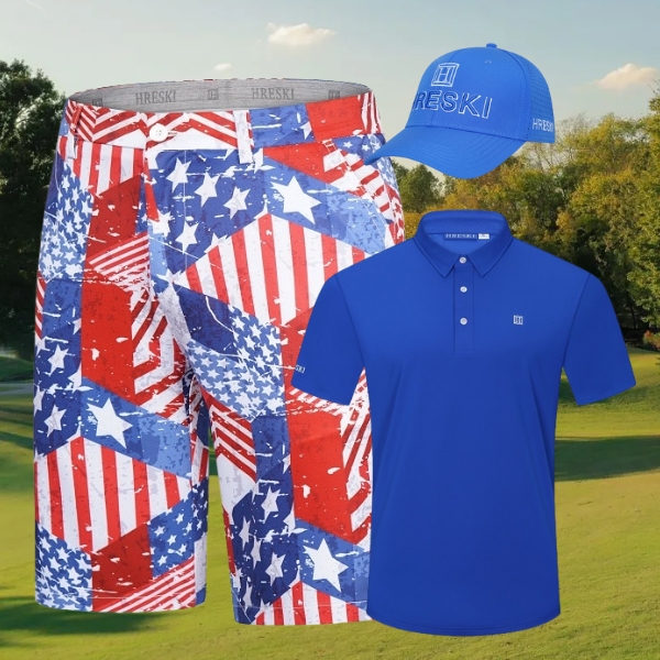 American Flag Themed Patchwork Golf Shorts - Hreski 202 - Image 5