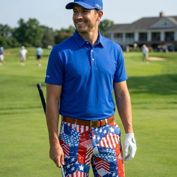 American Flag Themed Patchwork Golf Shorts - Hreski 202 - Image 3