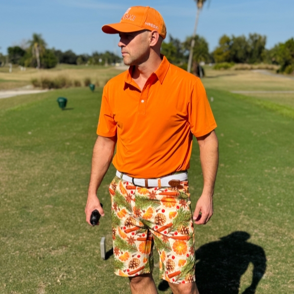 Oranges, Cinnamon Sticks, Pine Cones and Needles Golf Shorts - Hreski 206 - Image 2