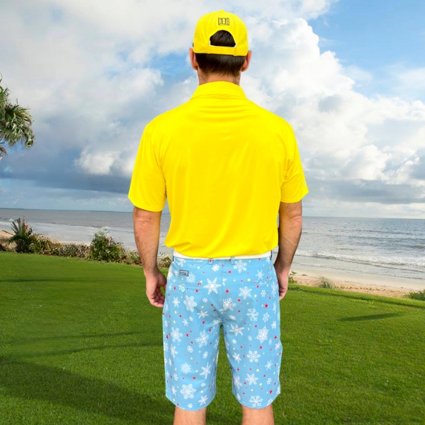 Snowflakes and Red Stars on Light Blue Background Golf Shorts - Hreski 209 - Image 6