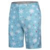 Snowflakes and Red Stars on Light Blue Background Golf Shorts - Hreski 209