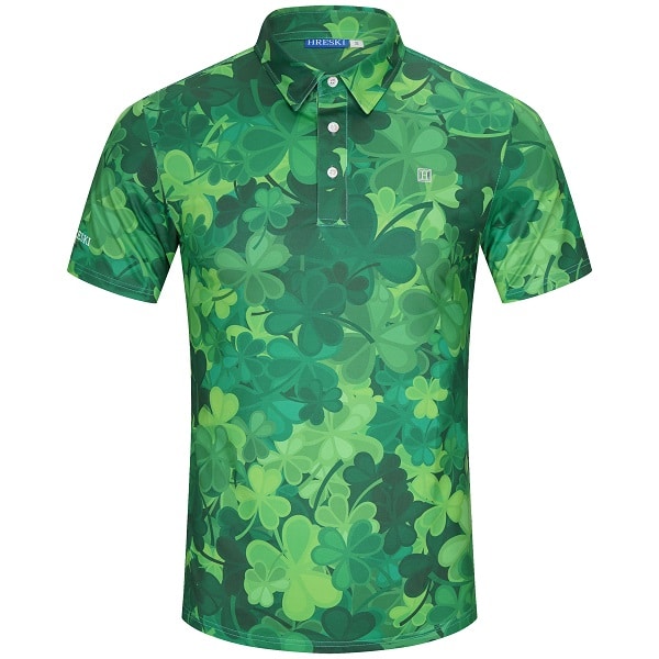 Various Shades of Green Shamrock Leaves Golf Shirt - Hreski 215 ...