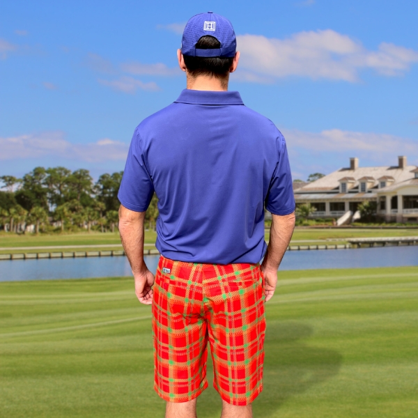 Red, Green, and Orange Plaid Design Golf Shorts - Hreski 220