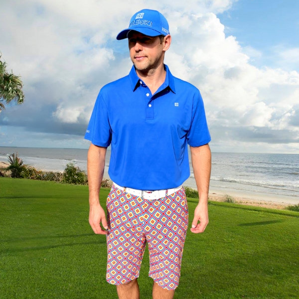 Red, Blue, Yellow, and Orange Diamond Squares Golf Shorts - Hreski 221 - Image 9