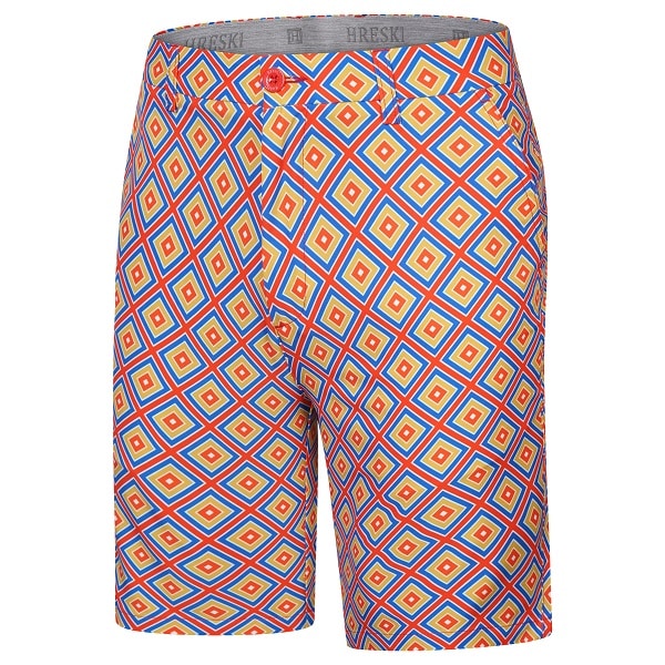 Red, Blue, Yellow, and Orange Diamond Squares Golf Shorts - Hreski 221