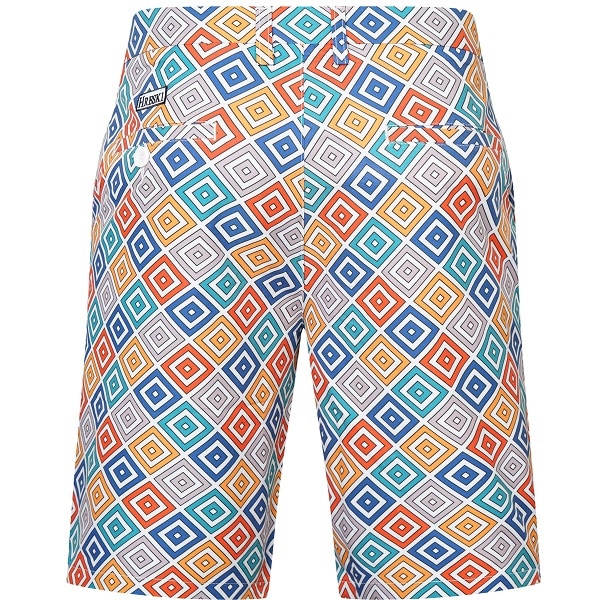 Blue, Yellow, Gray, Orange, and Teal Diagonal Squares Golf Shorts ...