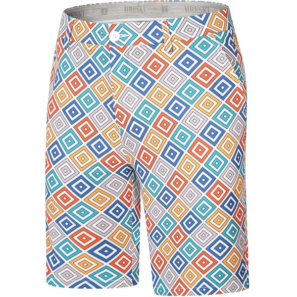 Blue, Yellow, Gray, Orange, and Teal Diagonal Squares Golf Shorts ...