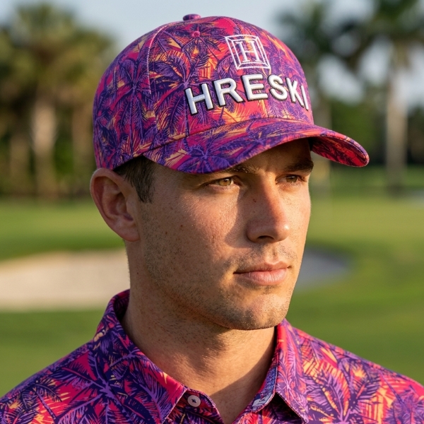 Alternative view of Pink Palm Trees Golf Cap - Hreski 143
