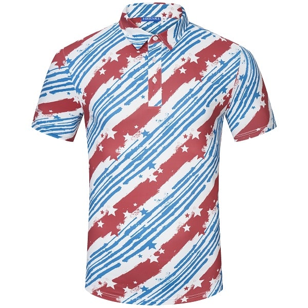 Vintage Themed Blue, Red and White Stripes and Stars Golf Shirt ...