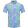 Pink and Fluorescent Green Brushstrokes on Light Blue Background Golf Shirt - Hreski 236