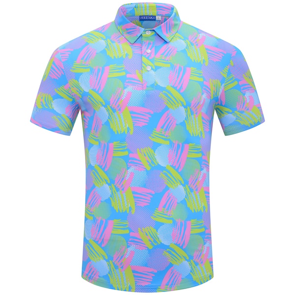 Pink and Fluorescent Green Brushstrokes on Light Blue Background Golf ...
