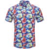 Mix of Light Blue, Yellow, and Red-Orange Brushstrokes on Blue Background Golf Shirt - Hreski 238