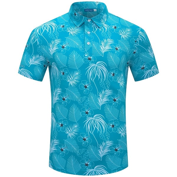 White Tropical Leaves and Hibiscus Flowers on Teal Background Golf ...