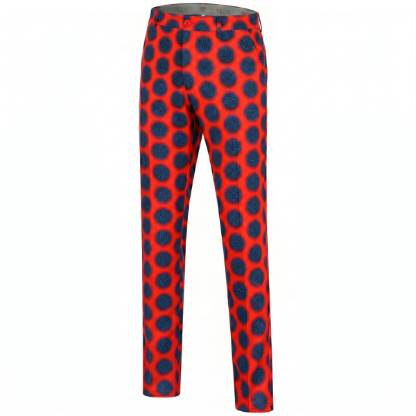 Blue Dots on Red Polka Golf Pants - Hreski 158