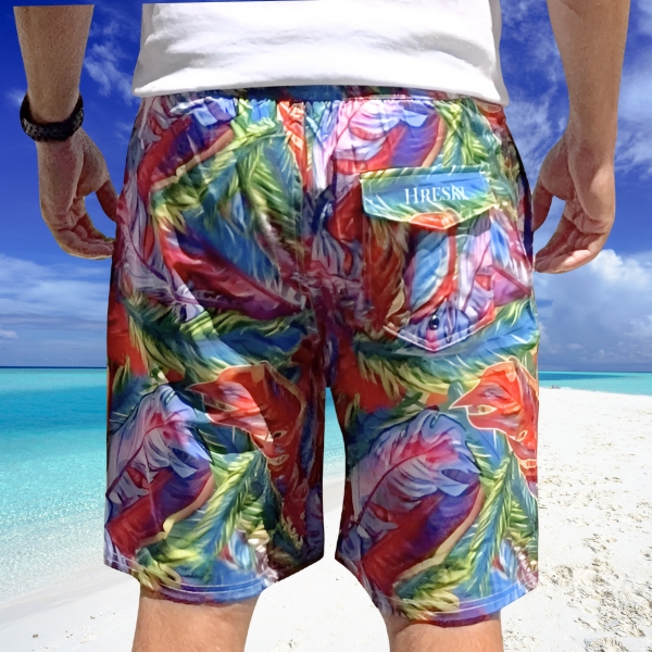 Alternative view of Radiant Neon Feathers Swimming Board Shorts - Hreski 179