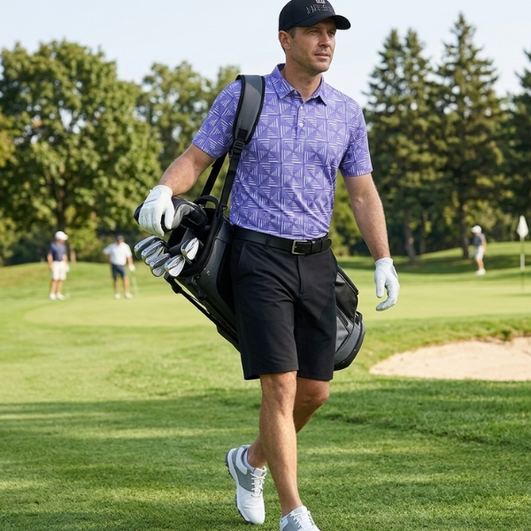 Purple and White Optical Illusion Golf Shirt - Hreski 248 - Image 4